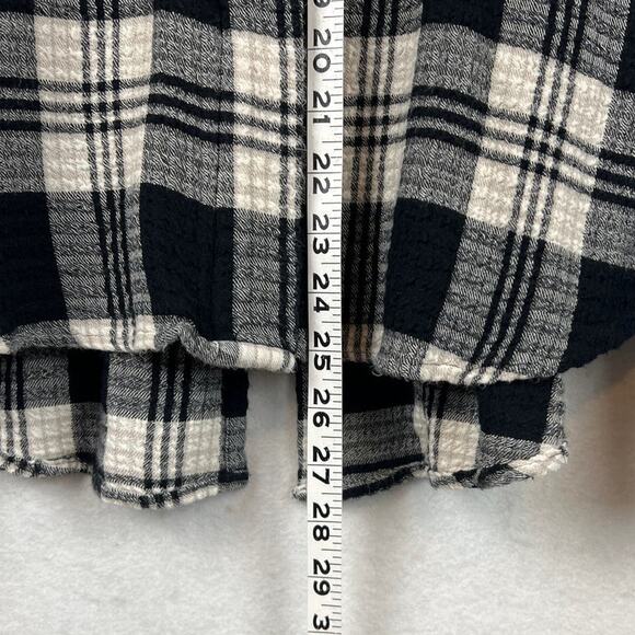 Anthropologie Flannel Shirt Black Off White Plaid Size S Fall Winter Layering - Picture 5 of 9